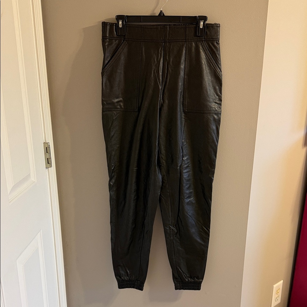 SPANX Women's Faux Leather Black Joggers